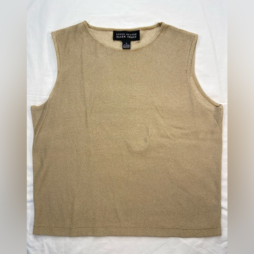 Ellen Tracy Gold Sparkle Knit Sleeveless Shell Top Size‎ X, size 16